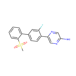 CS(=O)(=O)c1ccccc1-c1ccc(-c2cnc(N)cn2)c(F)c1 ZINC000212162852