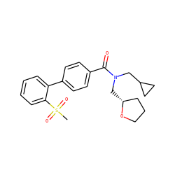 CS(=O)(=O)c1ccccc1-c1ccc(C(=O)N(CC2CC2)C[C@@H]2CCCO2)cc1 ZINC000040900068