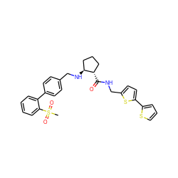 CS(=O)(=O)c1ccccc1-c1ccc(CN[C@H]2CCC[C@@H]2C(=O)NCc2ccc(-c3cccs3)s2)cc1 ZINC000028354119