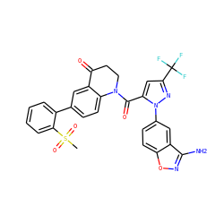 CS(=O)(=O)c1ccccc1-c1ccc2c(c1)C(=O)CCN2C(=O)c1cc(C(F)(F)F)nn1-c1ccc2onc(N)c2c1 ZINC000028959492