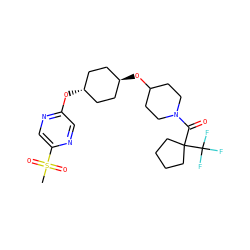 CS(=O)(=O)c1cnc(O[C@H]2CC[C@H](OC3CCN(C(=O)C4(C(F)(F)F)CCCC4)CC3)CC2)cn1 ZINC000473105285