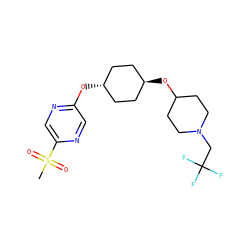 CS(=O)(=O)c1cnc(O[C@H]2CC[C@H](OC3CCN(CC(F)(F)F)CC3)CC2)cn1 ZINC000473105309