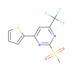 CS(=O)(=O)c1nc(-c2cccs2)cc(C(F)(F)F)n1 ZINC000000215168