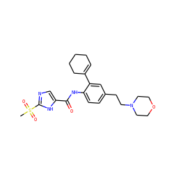 CS(=O)(=O)c1ncc(C(=O)Nc2ccc(CCN3CCOCC3)cc2C2=CCCCC2)[nH]1 ZINC000146924154