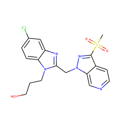 CS(=O)(=O)c1nn(Cc2nc3cc(Cl)ccc3n2CCCO)c2cnccc12 ZINC000206795609