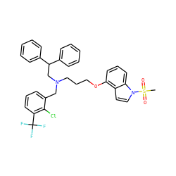CS(=O)(=O)n1ccc2c(OCCCN(Cc3cccc(C(F)(F)F)c3Cl)CC(c3ccccc3)c3ccccc3)cccc21 ZINC000049898232