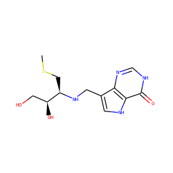 CSC[C@@H](NCc1c[nH]c2c(=O)[nH]cnc12)[C@@H](O)CO ZINC000117606541