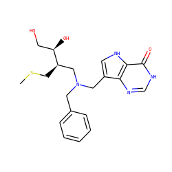 CSC[C@H](CN(Cc1ccccc1)Cc1c[nH]c2c(=O)[nH]cnc12)[C@H](O)CO ZINC000117611553