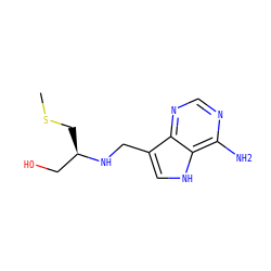 CSC[C@H](CO)NCc1c[nH]c2c(N)ncnc12 ZINC000084668154