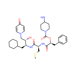 CSC[C@H](NC(=O)[C@H](Cc1ccccc1)OC(=O)N1CCC(N)CC1)C(=O)N[C@@H](CC1CCCCC1)[C@@H](O)Cn1ccc(=O)cc1 ZINC000027108384