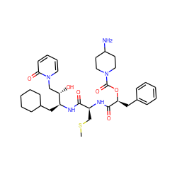 CSC[C@H](NC(=O)[C@H](Cc1ccccc1)OC(=O)N1CCC(N)CC1)C(=O)N[C@@H](CC1CCCCC1)[C@@H](O)Cn1ccccc1=O ZINC000027105955