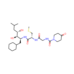 CSC[C@H](NC(=O)CNC(=O)N1CCC(=O)CC1)C(=O)N[C@@H](CC1CCCCC1)[C@@H](O)[C@@H](O)CC(C)C ZINC000026579709