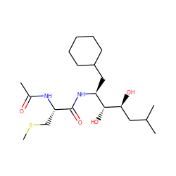 CSC[C@H](NC(C)=O)C(=O)N[C@@H](CC1CCCCC1)[C@@H](O)[C@@H](O)CC(C)C ZINC000026578724