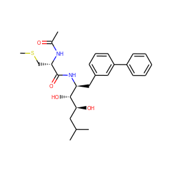 CSC[C@H](NC(C)=O)C(=O)N[C@@H](Cc1cccc(-c2ccccc2)c1)[C@@H](O)[C@@H](O)CC(C)C ZINC000026577137