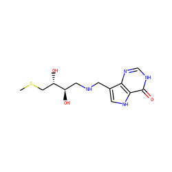 CSC[C@H](O)[C@H](O)CNCc1c[nH]c2c(=O)[nH]cnc12 ZINC000117609919