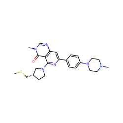CSC[C@H]1CCN(c2nc(-c3ccc(N4CCN(C)CC4)cc3)cc3ncn(C)c(=O)c23)C1 ZINC000115625627