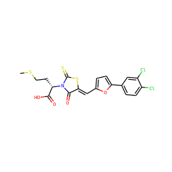 CSCC[C@@H](C(=O)O)N1C(=O)/C(=C/c2ccc(-c3ccc(Cl)c(Cl)c3)o2)SC1=S ZINC000001802026