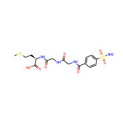 CSCC[C@@H](NC(=O)CNC(=O)CNC(=O)c1ccc(S(N)(=O)=O)cc1)C(=O)O ZINC000027631421