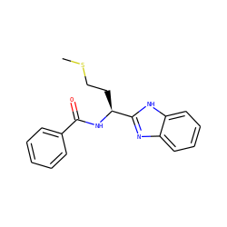 CSCC[C@H](NC(=O)c1ccccc1)c1nc2ccccc2[nH]1 ZINC000002303057