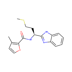 CSCC[C@H](NC(=O)c1occc1C)c1nc2ccccc2[nH]1 ZINC000049600756