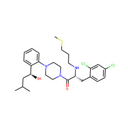 CSCCCN[C@H](Cc1ccc(Cl)cc1Cl)C(=O)N1CCN(c2ccccc2[C@@H](O)CC(C)C)CC1 ZINC000044387308