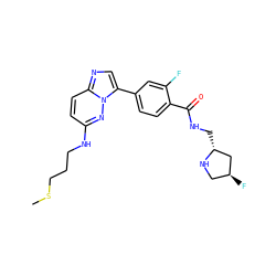 CSCCCNc1ccc2ncc(-c3ccc(C(=O)NC[C@@H]4C[C@@H](F)CN4)c(F)c3)n2n1 ZINC000072177528