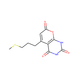 CSCCCc1cc(=O)oc2[nH]c(=O)[nH]c(=O)c12 ZINC000084670465