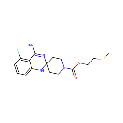CSCCOC(=O)N1CCC2(CC1)N=C(N)c1c(F)cccc1N2 ZINC000013493550