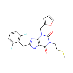 CSCCn1c(=O)c2[nH]c(Cc3c(F)cccc3F)nc2n(Cc2ccco2)c1=O ZINC000045349181