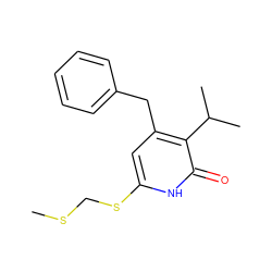 CSCSc1cc(Cc2ccccc2)c(C(C)C)c(=O)[nH]1 ZINC000005882172