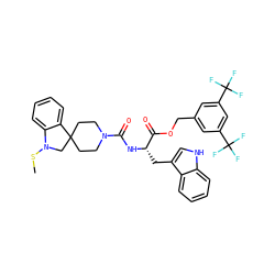 CSN1CC2(CCN(C(=O)N[C@@H](Cc3c[nH]c4ccccc34)C(=O)OCc3cc(C(F)(F)F)cc(C(F)(F)F)c3)CC2)c2ccccc21 ZINC000026376378