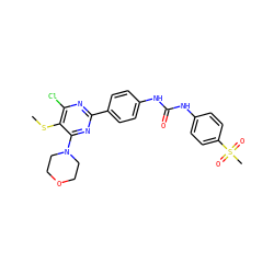 CSc1c(Cl)nc(-c2ccc(NC(=O)Nc3ccc(S(C)(=O)=O)cc3)cc2)nc1N1CCOCC1 ZINC000118176125