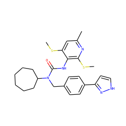 CSc1cc(C)nc(SC)c1NC(=O)N(Cc1ccc(-c2cc[nH]n2)cc1)C1CCCCCC1 ZINC000013780003