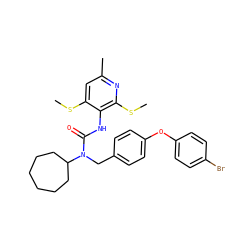 CSc1cc(C)nc(SC)c1NC(=O)N(Cc1ccc(Oc2ccc(Br)cc2)cc1)C1CCCCCC1 ZINC000027518291
