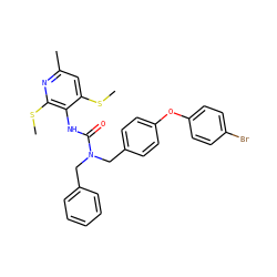CSc1cc(C)nc(SC)c1NC(=O)N(Cc1ccccc1)Cc1ccc(Oc2ccc(Br)cc2)cc1 ZINC000027518140