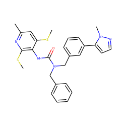 CSc1cc(C)nc(SC)c1NC(=O)N(Cc1ccccc1)Cc1cccc(-c2ccnn2C)c1 ZINC000013780006