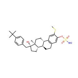 CSc1cc2c(cc1OS(N)(=O)=O)CC[C@@H]1[C@@H]2CC[C@@]2(C)[C@H]1CC[C@@]2(O)Cc1ccc(C(C)(C)C)cc1 ZINC000653878468