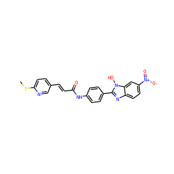 CSc1ccc(/C=C/C(=O)Nc2ccc(-c3nc4ccc([N+](=O)[O-])cc4n3O)cc2)cn1 ZINC000049034643