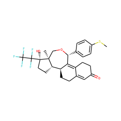CSc1ccc([C@H]2OC[C@@]3(C)[C@@H](CC[C@@]3(O)C(F)(F)C(F)(F)F)[C@@H]3CCC4=CC(=O)CCC4=C32)cc1 ZINC000070631578