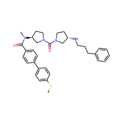 CSc1ccc(-c2ccc(C(=O)N(C)[C@H]3CCN(C(=O)N4CC[C@H](NCCCc5ccccc5)C4)C3)cc2)cc1 ZINC000036351629
