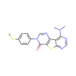 CSc1ccc(-n2cnc3c(sc4ncnc(N(C)C)c43)c2=O)cc1 ZINC000095560542