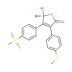 CSc1ccc(C2=C(c3ccc(S(C)(=O)=O)cc3)[C@@](C)(O)OC2=O)cc1 ZINC000013488599