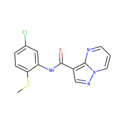 CSc1ccc(Cl)cc1NC(=O)c1cnn2cccnc12 ZINC000064492706