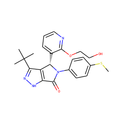 CSc1ccc(N2C(=O)c3[nH]nc(C(C)(C)C)c3[C@@H]2c2cccnc2OCCO)cc1 ZINC000096177048