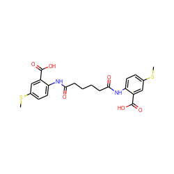 CSc1ccc(NC(=O)CCCCC(=O)Nc2ccc(SC)cc2C(=O)O)c(C(=O)O)c1 ZINC000026578064