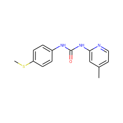 CSc1ccc(NC(=O)Nc2cc(C)ccn2)cc1 ZINC000037868602
