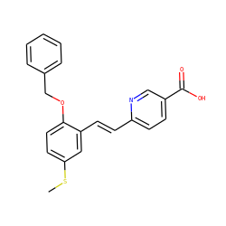 CSc1ccc(OCc2ccccc2)c(/C=C/c2ccc(C(=O)O)cn2)c1 ZINC000028520362