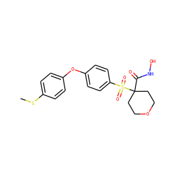 CSc1ccc(Oc2ccc(S(=O)(=O)C3(C(=O)NO)CCOCC3)cc2)cc1 ZINC000072109785