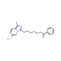 CSc1ccc2c(C)nc(CCCCCCC(=O)c3ccccc3)n2n1 ZINC000005891725