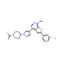 CSc1cccc(-c2cc3c(-c4cnn(C5CCN(C(C)=O)CC5)c4)cnc(N)c3o2)c1 ZINC000096274045